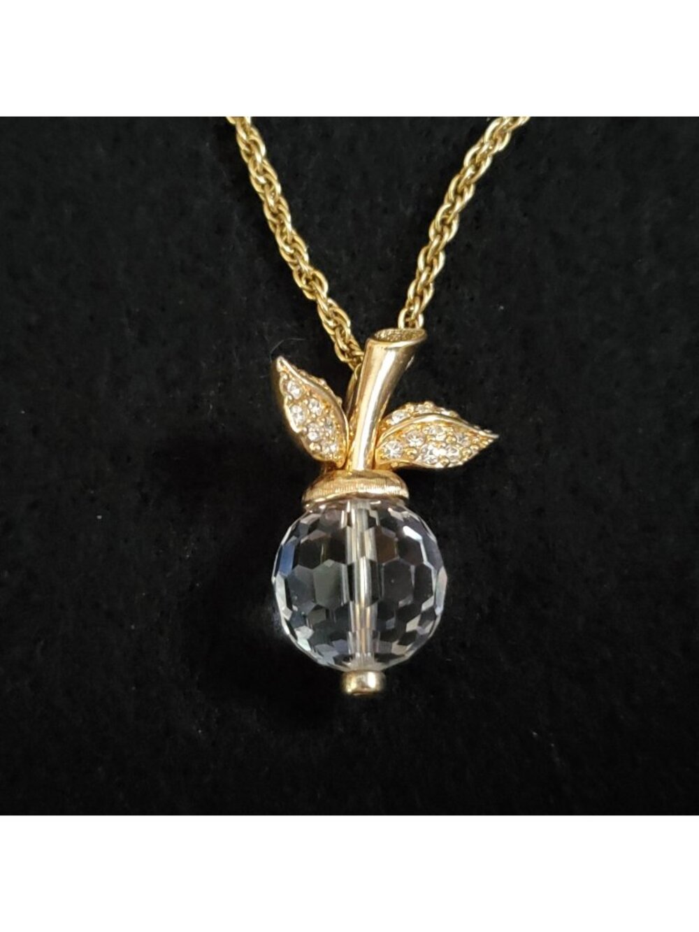 Vintage Swarovski Necklace Apple Pendant Fruit 30" - Picture 1 of 9